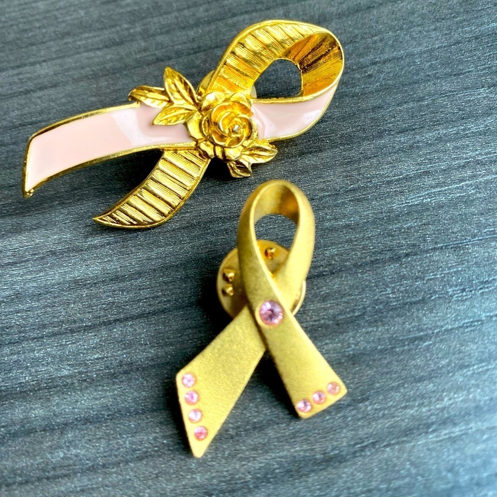 Breast Cancer awareness lapel or neck tie pins. Set of 2